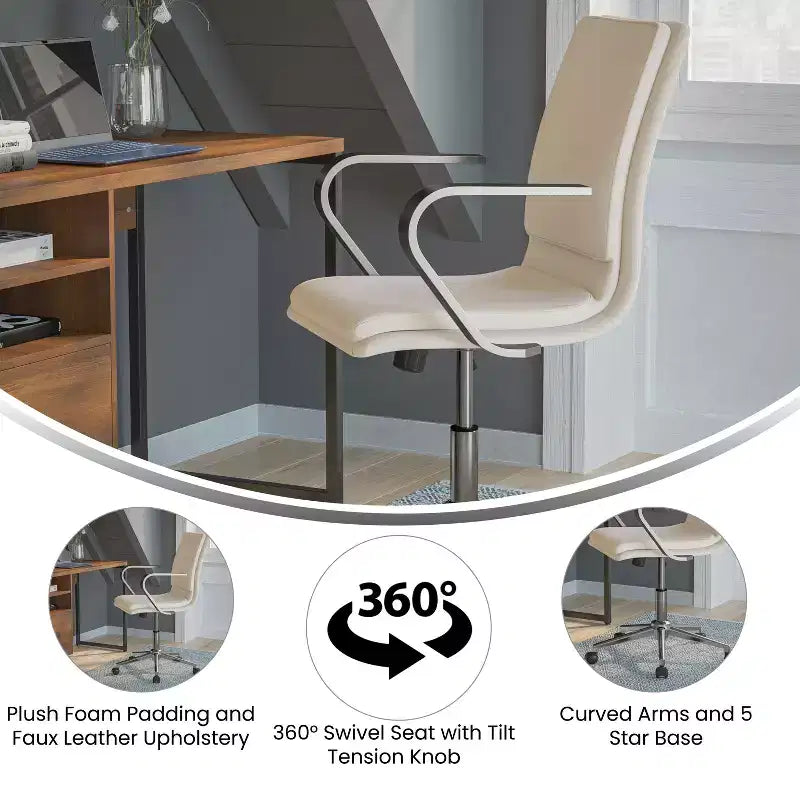 Chaise de bureau de direction rembourrée à dossier mi-haut