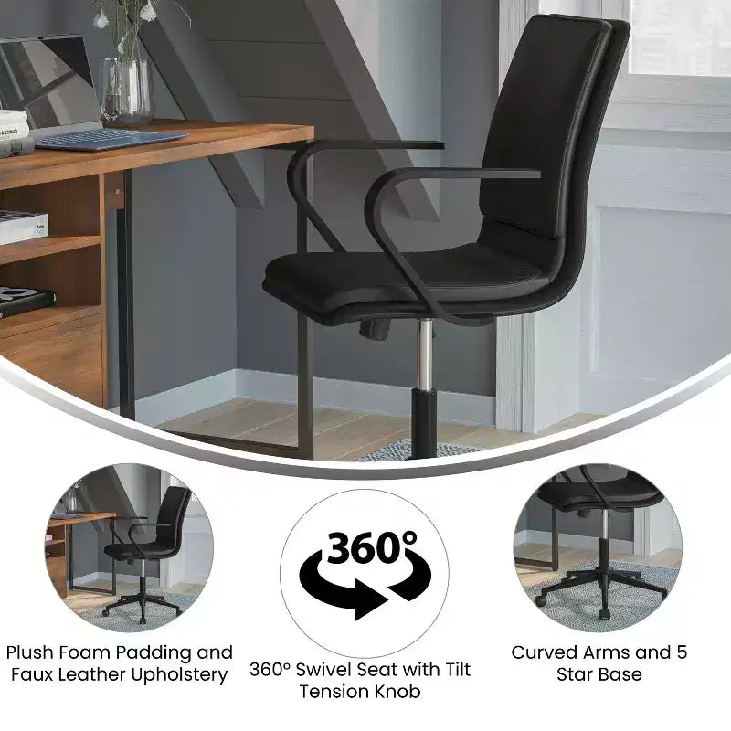 Chaise de bureau de direction rembourrée à dossier mi-haut