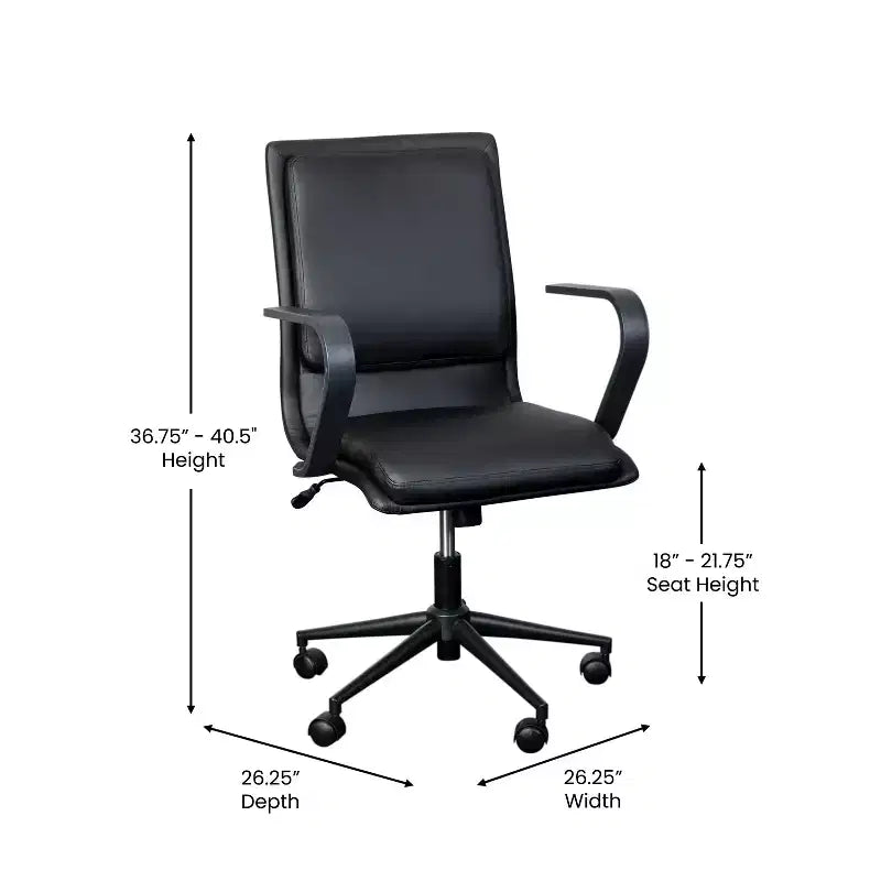 Chaise de bureau de direction rembourrée à dossier mi-haut