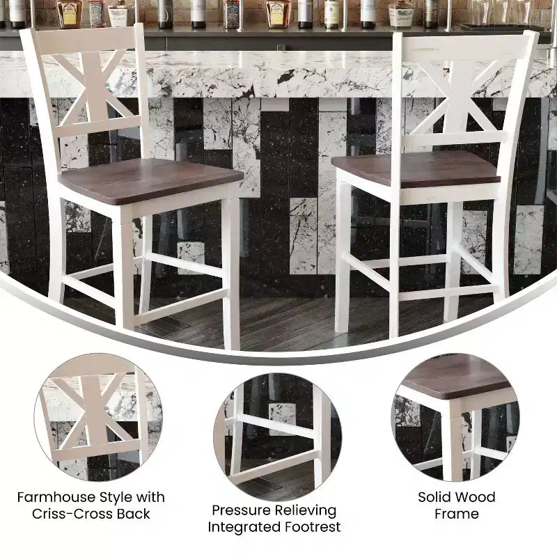 Tabouret de bar moderne en bois de style ferme