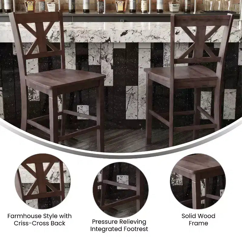 Tabouret de bar moderne en bois de style ferme